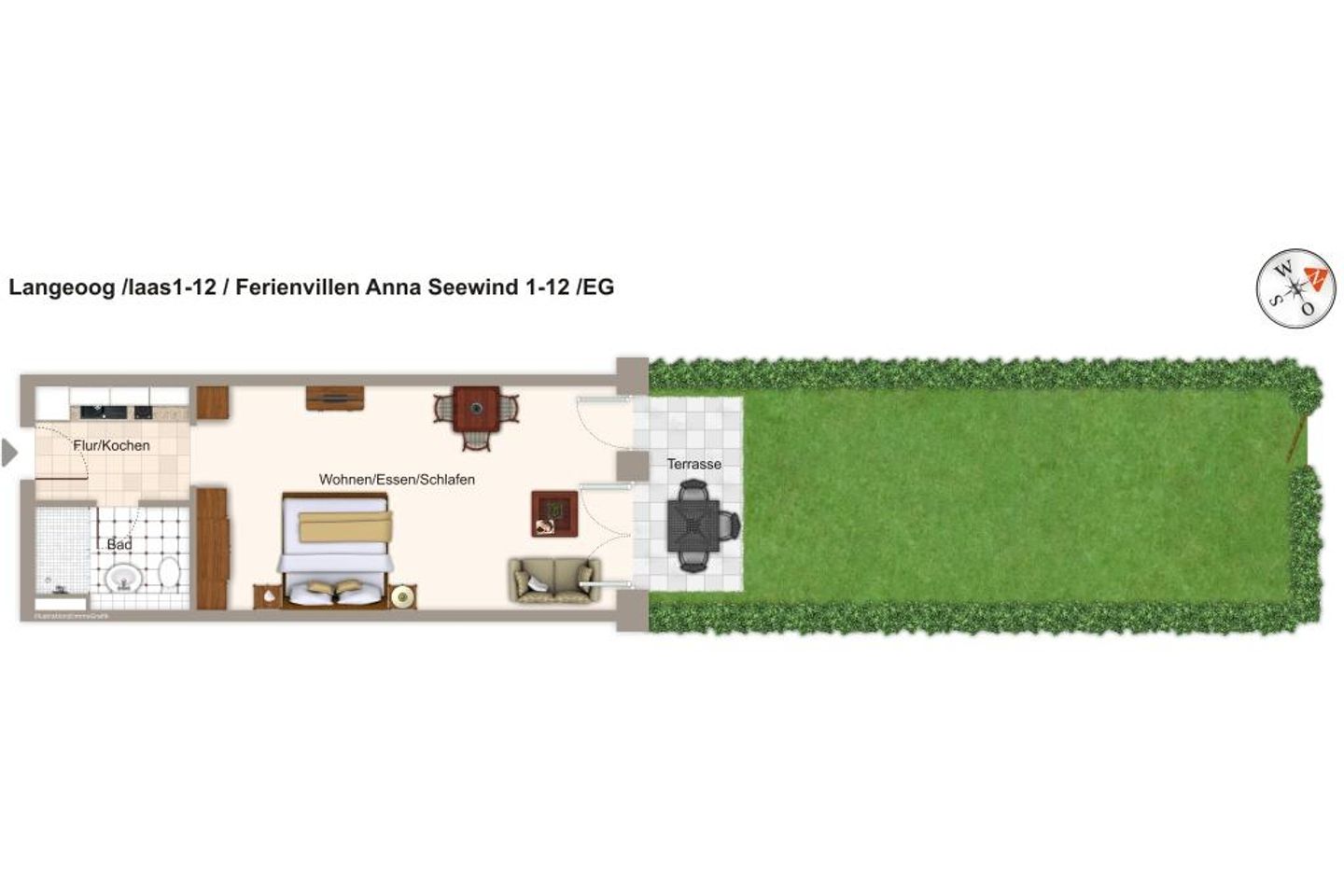 Apartmentvilla Anna See Apartmentvilla Anna See 1-12 Langeoog - Grundriss (Angaben ohne Gewähr)