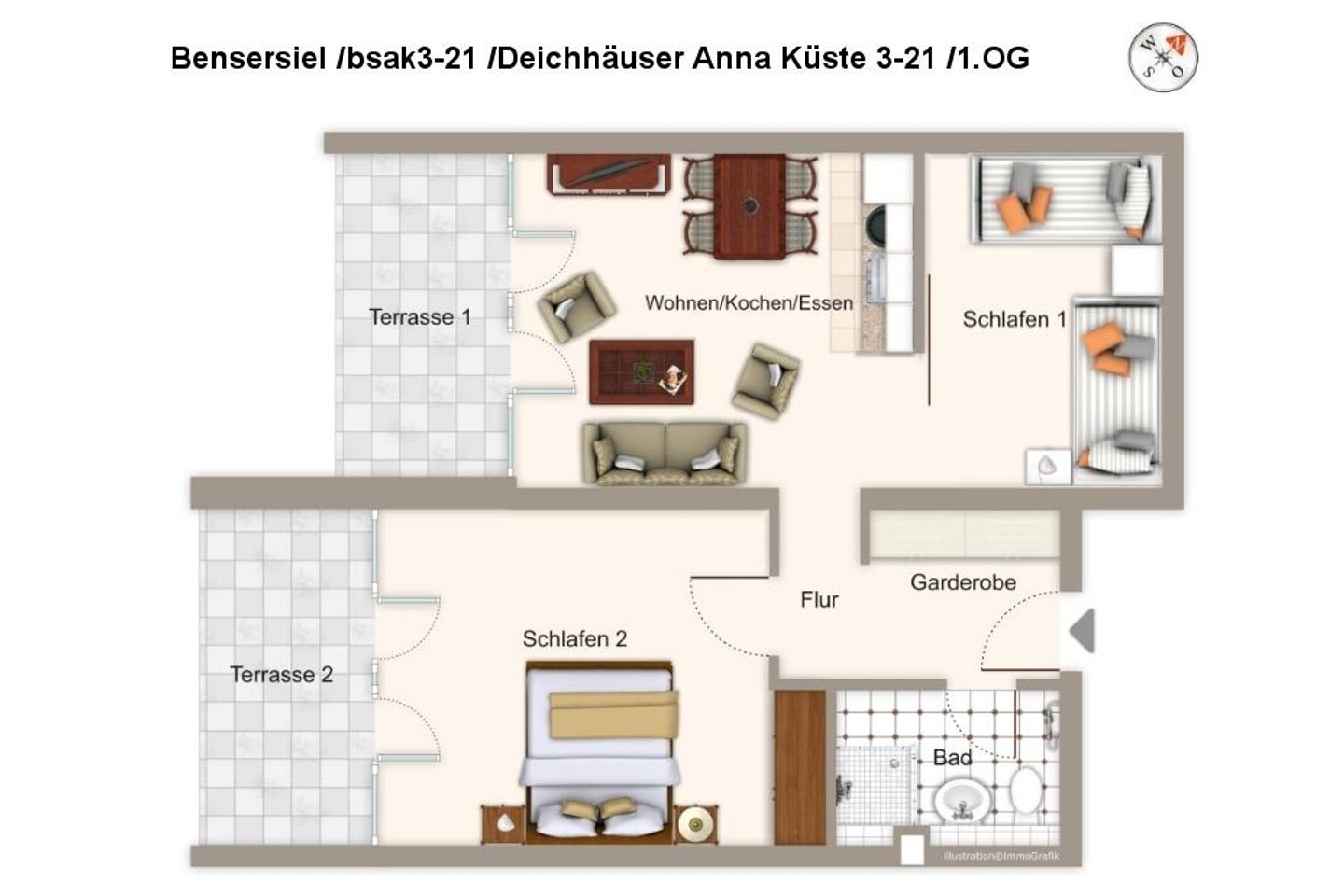 Deichhäuser Anna Küste Deichhäuser Anna Küste 3-21 Bensersiel - Grundriss