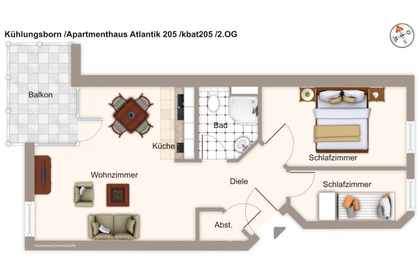Apartmenthaus Atlantik Apartmenthaus Atlantik 205 Kühlungsborn - Grundriss