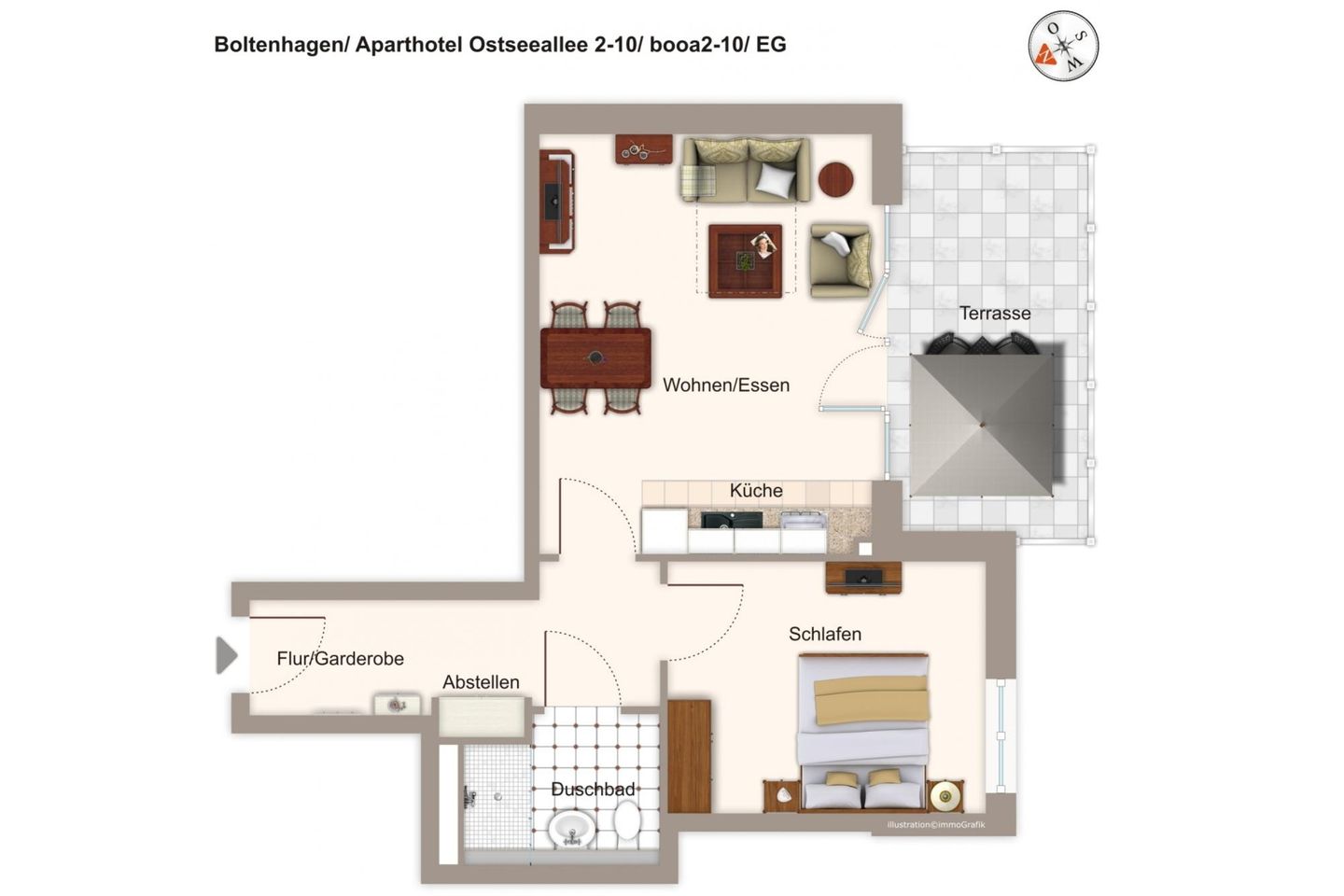Aparthotel Ostseeallee Aparthotel Ostseeallee 2-10 Boltenhagen - Grundriss (Angaben ohne Gewähr)