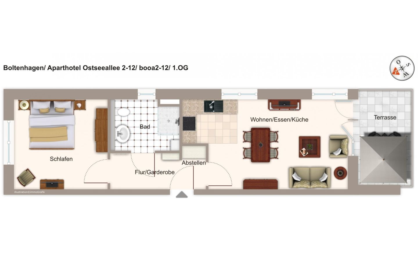 Aparthotel Ostseeallee Aparthotel Ostseeallee 2-12 Boltenhagen - Grundriss (Angaben ohne Gewähr)