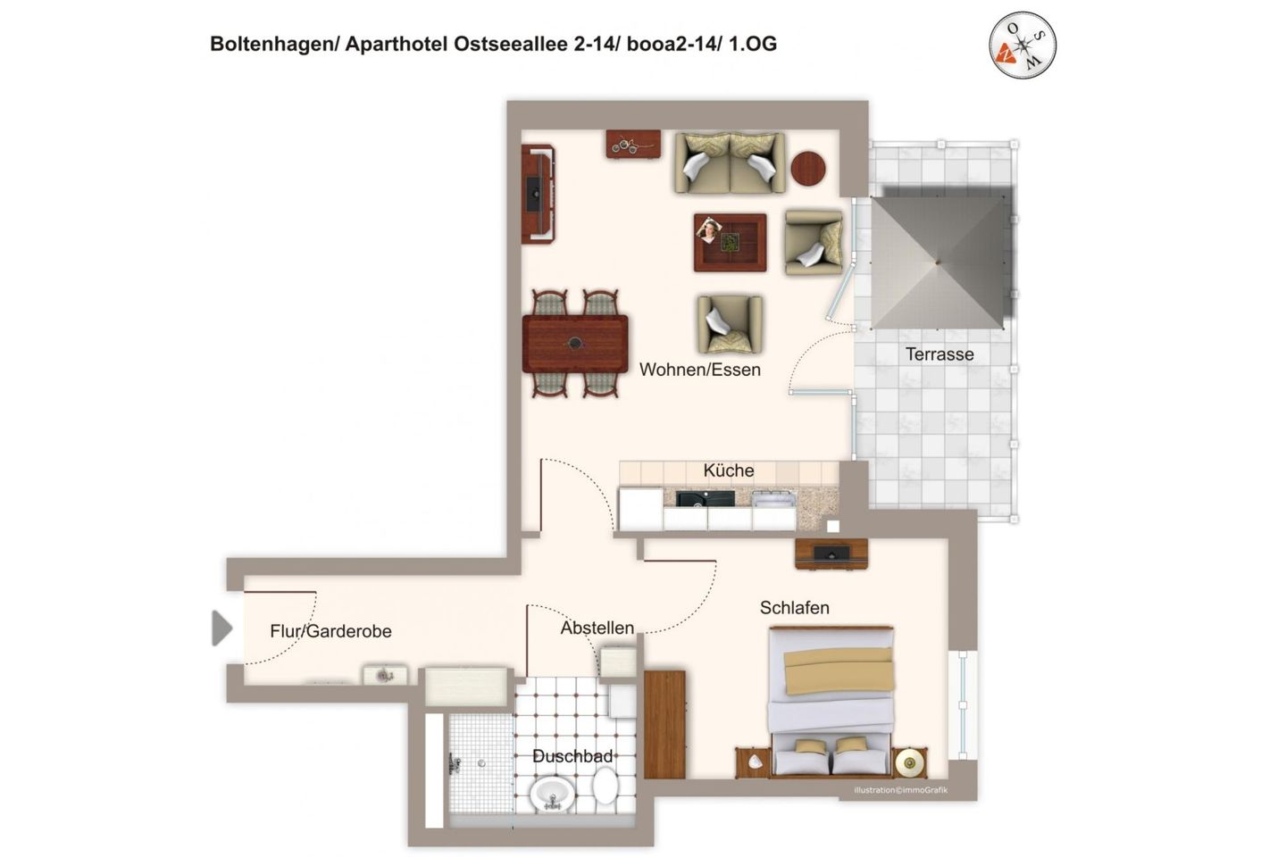 Aparthotel Ostseeallee Aparthotel Ostseeallee 2-14 Boltenhagen - Grundriss (Angaben ohne Gewähr)