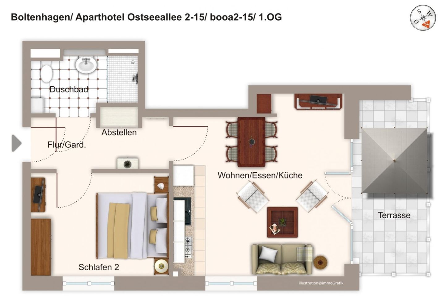Aparthotel Ostseeallee Aparthotel Ostseeallee 2-15 Boltenhagen - Grundriss (Angaben ohne Gewähr)