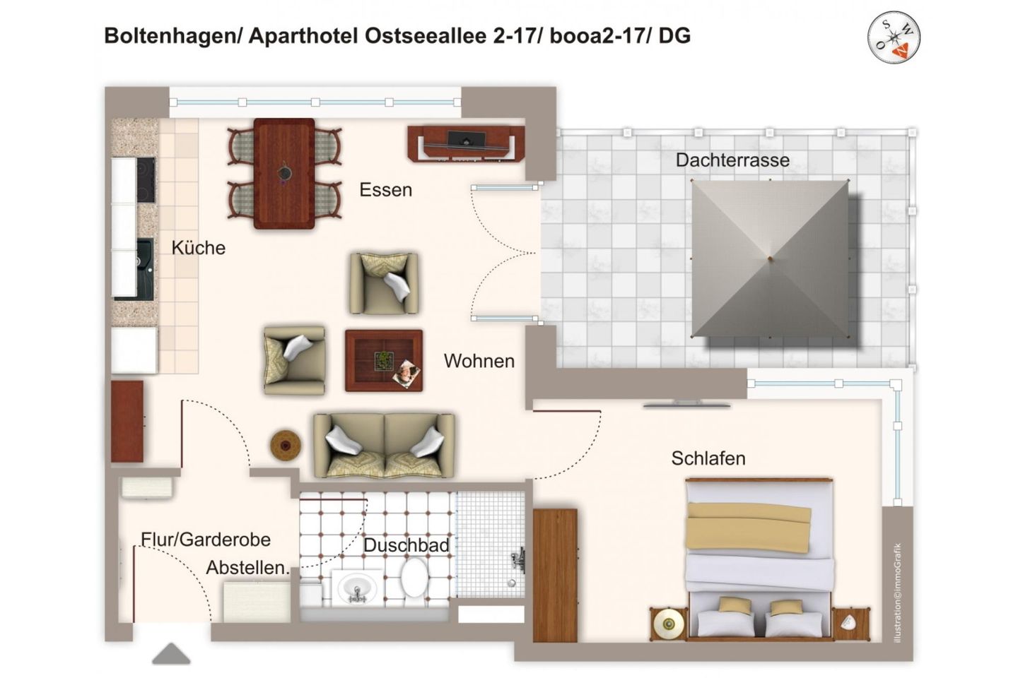 Aparthotel Ostseeallee Aparthotel Ostseeallee 2-17 Boltenhagen - Grundriss (Angaben ohne Gewähr)