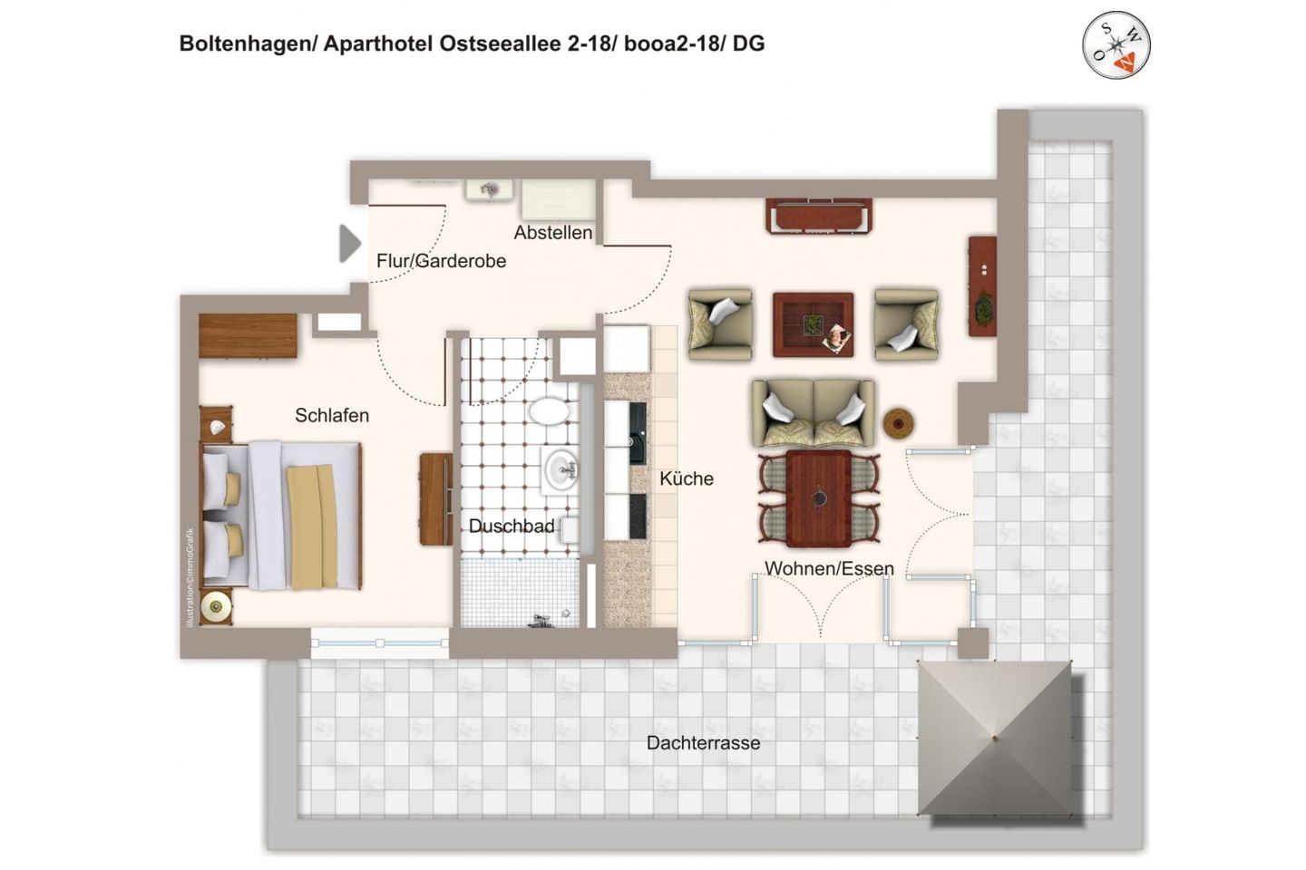 Aparthotel Ostseeallee Aparthotel Ostseeallee 2-18 Boltenhagen - Grundriss (Angaben ohne Gewähr)