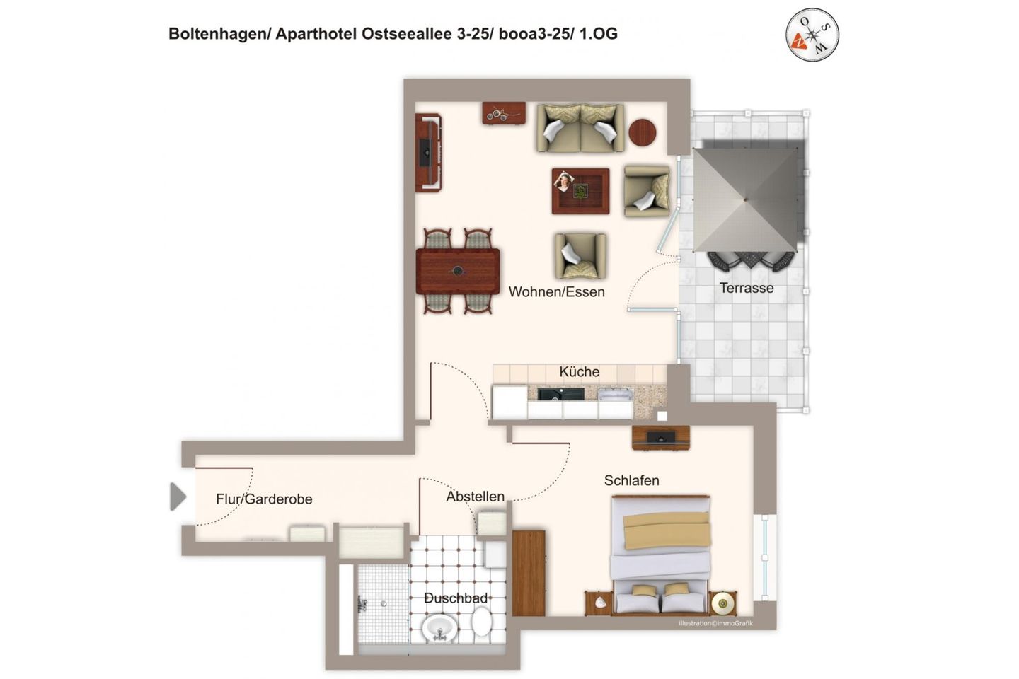 Aparthotel Ostseeallee Aparthotel Ostseeallee 3-25 Boltenhagen - Grundriss (Angaben ohne Gewähr)