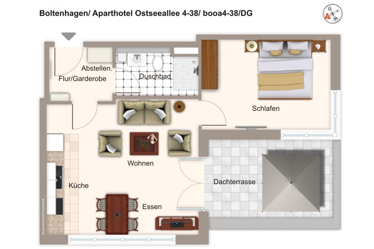 Aparthotel Ostseeallee Aparthotel Ostseeallee 4-38 Boltenhagen - Grundriss (Angaben ohne Gewähr)