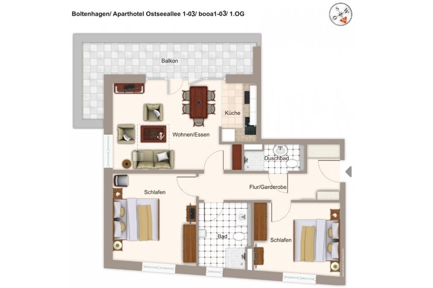 Aparthotel Ostseeallee Aparthotel Ostseeallee 1-03 Boltenhagen - Grundriss (Angaben ohne Gewähr)
