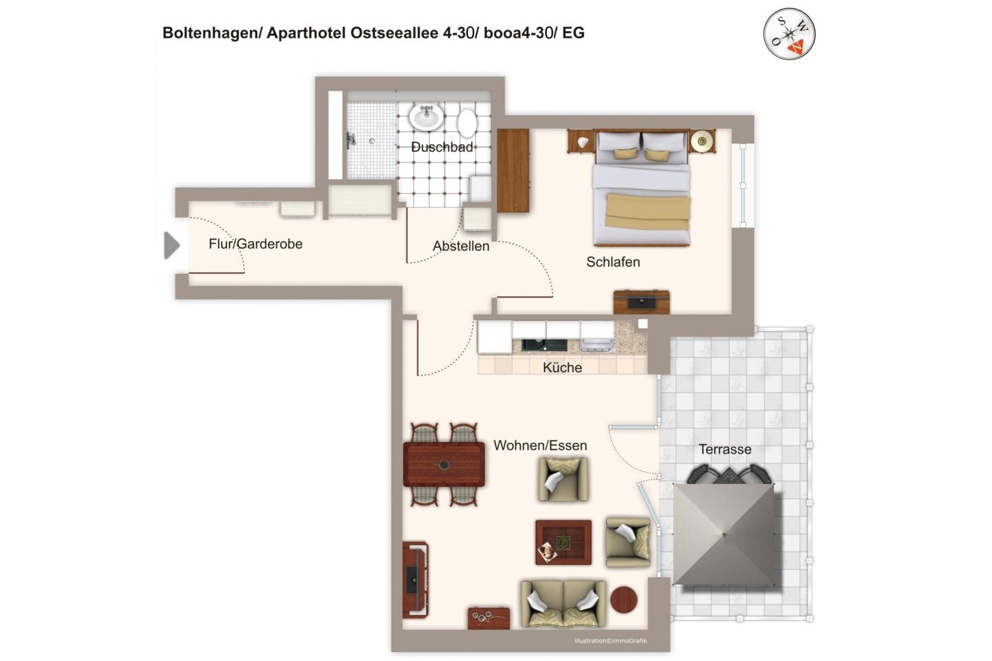 Aparthotel Ostseeallee Aparthotel Ostseeallee 4-30 Boltenhagen - Grundriss (Angaben ohne Gewähr)