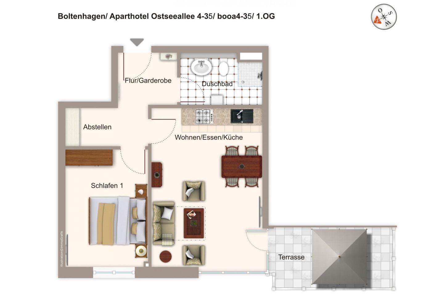 Aparthotel Ostseeallee Aparthotel Ostseeallee 4-35 Boltenhagen - Grundriss (Angaben ohne Gewähr)