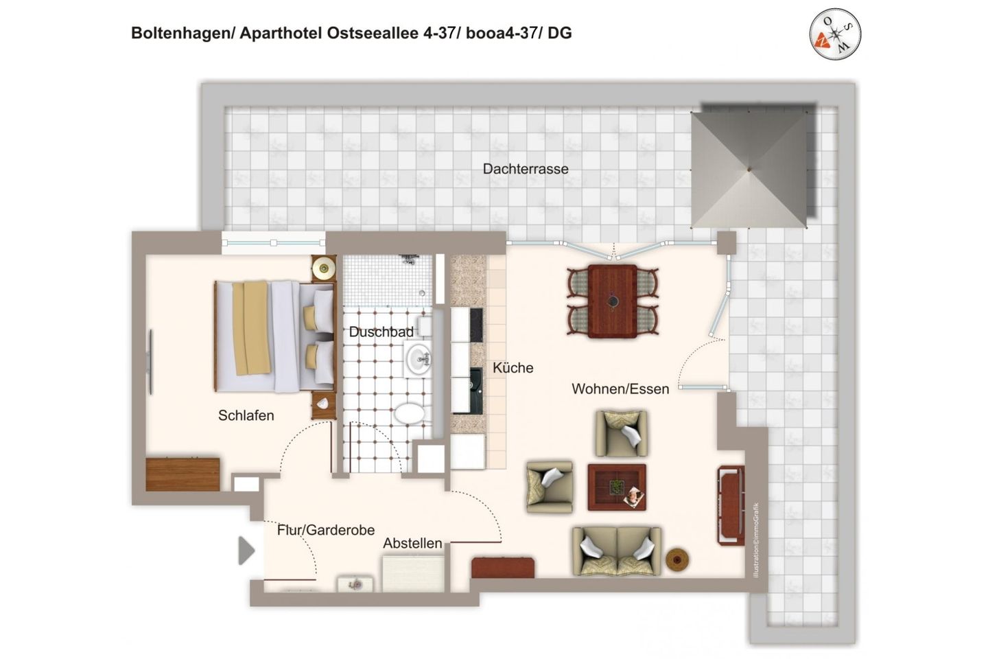Aparthotel Ostseeallee Aparthotel Ostseeallee 4-37 Boltenhagen - Grundriss (Angaben ohne Gewähr)