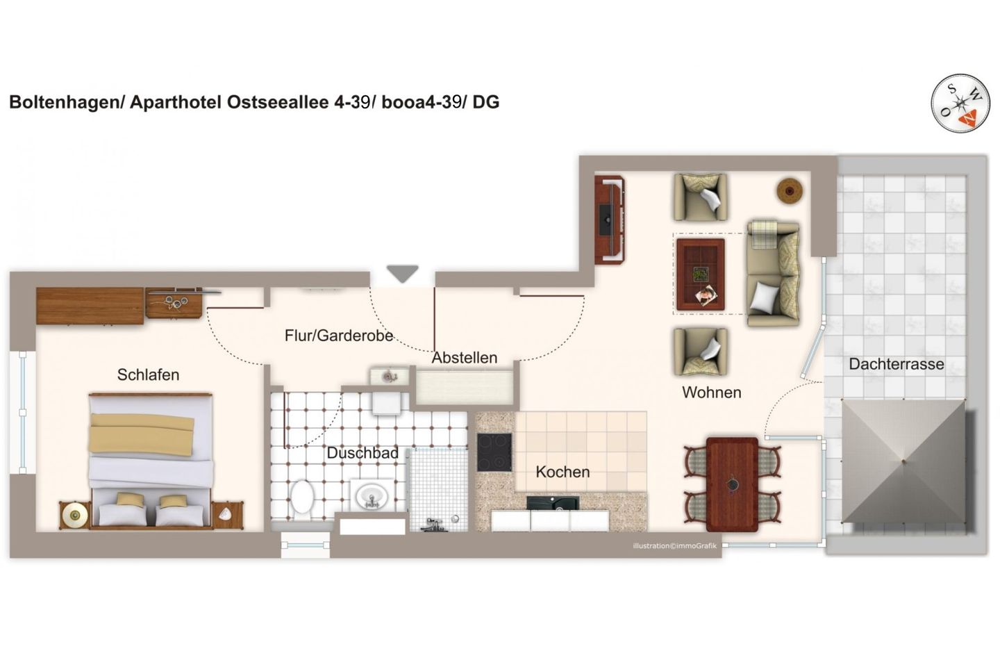 Aparthotel Ostseeallee Aparthotel Ostseeallee 4-39 Boltenhagen - Grundriss (Angaben ohne Gewähr)