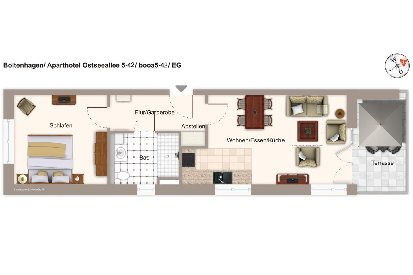 Aparthotel Ostseeallee Aparthotel Ostseeallee 5-42 Boltenhagen - Grundriss (Angaben ohne Gewähr)