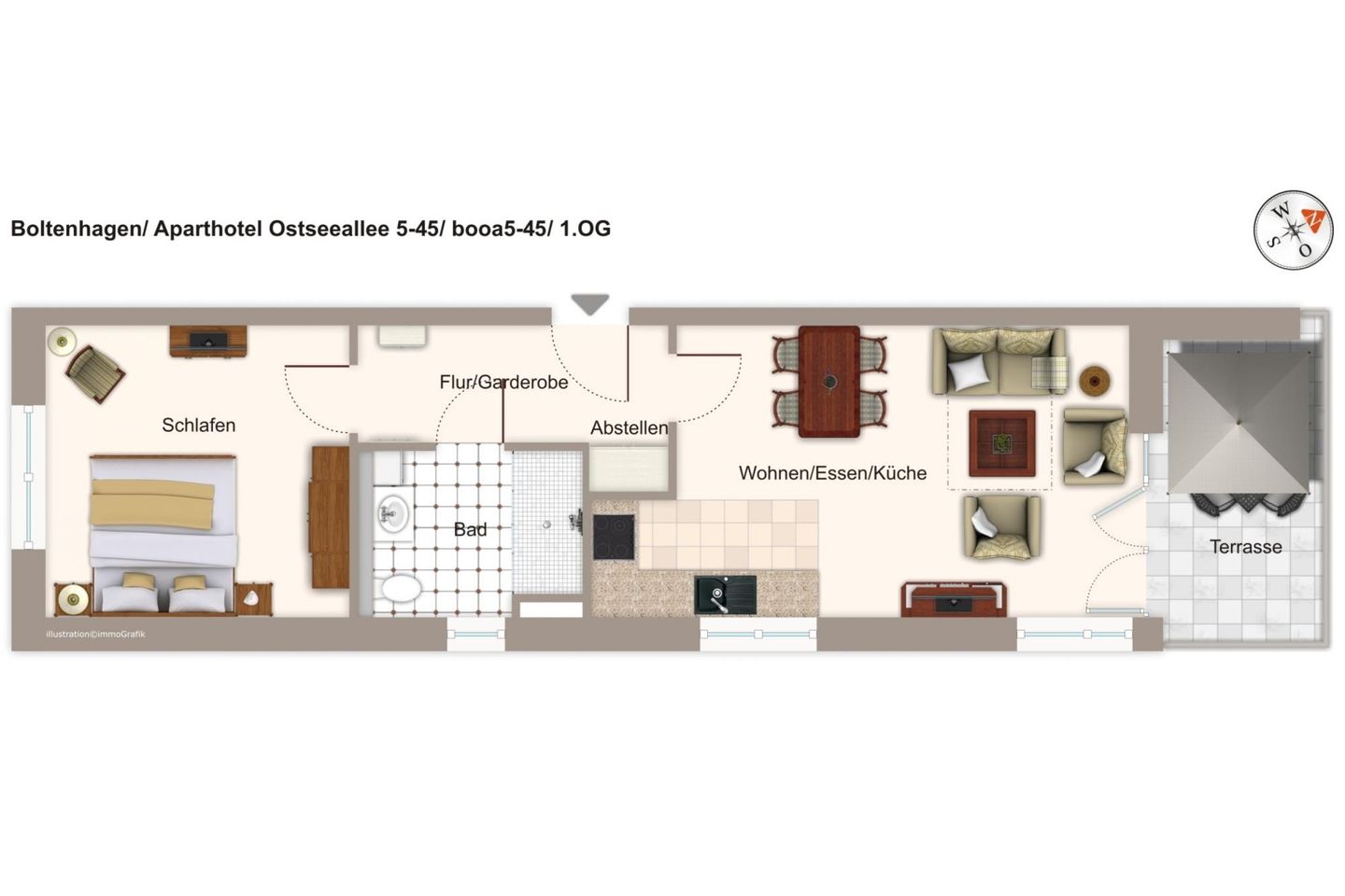 Aparthotel Ostseeallee Aparthotel Ostseeallee 5-45 Boltenhagen - Grundriss (Angaben ohne Gewähr)