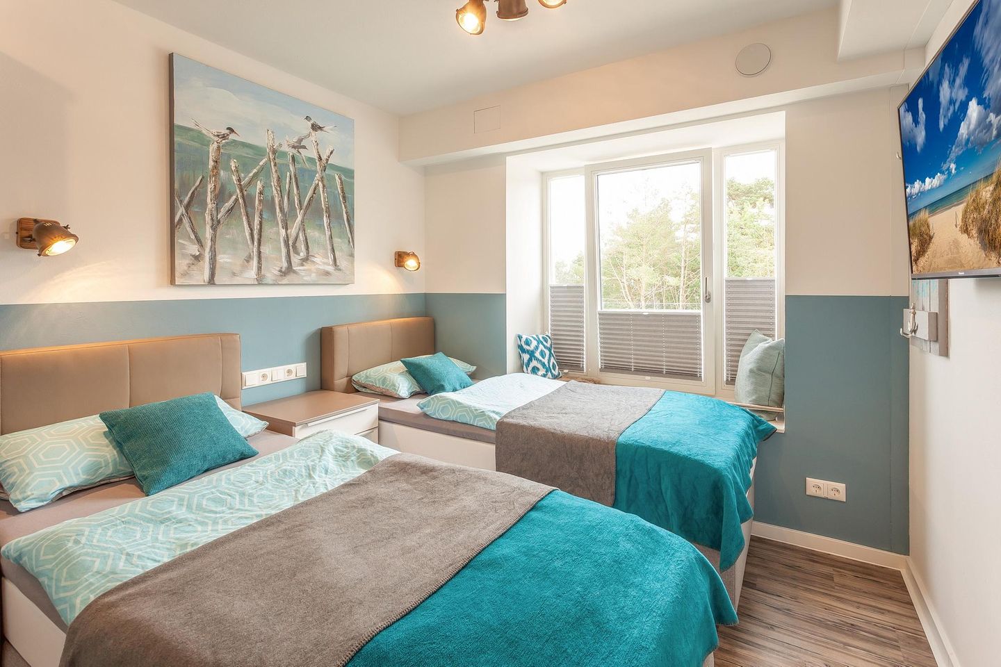 Haus Stubnitz Binz-Prora Haus Stubnitz "Meerzeit" 2.4 Rügen - Schlafzimmer mit zwei Einzelbetten