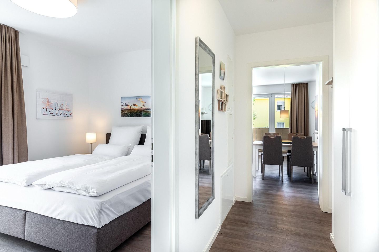 Aparthotel Ostseeallee Aparthotel Ostseeallee 4-29 Boltenhagen - Flur mit Blick zum Schlafzimmer und Wohn-/Essbereich