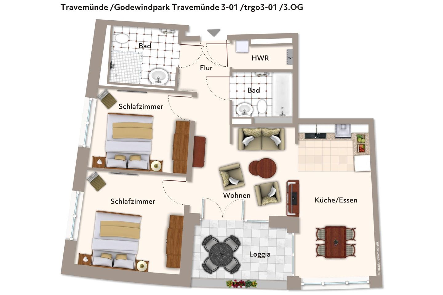 Godewindpark Travemünde Godewindpark Travemünde 3-01 Travemünde - Grundriss (Angaben ohne Gewähr)