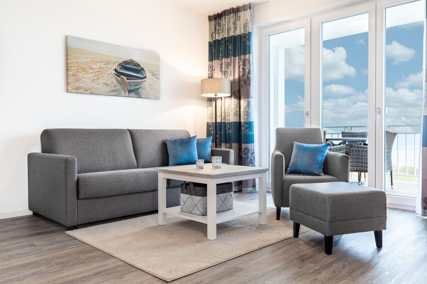 Apartmentanlage Meerblickvilla Apartmentanlage Meerblickvilla 1-08 Großenbrode - Wohn-/Essbereich mit Doppelschlafcouch