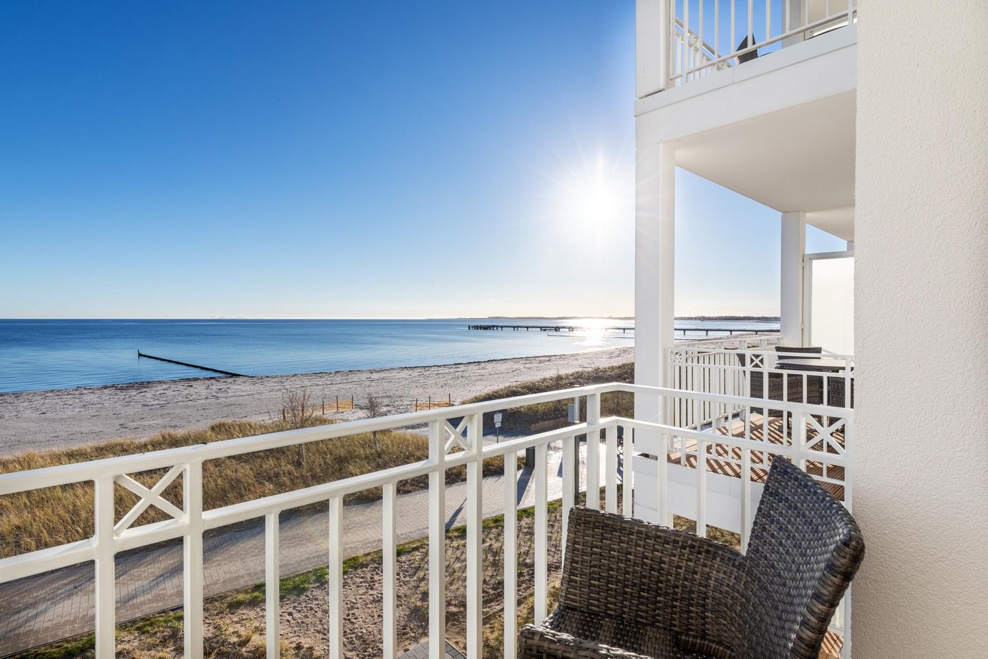 Apartmentanlage Meerblickvilla Apartmentanlage Meerblickvilla 2-23 Großenbrode - Balkon mit Blick auf die Ostsee