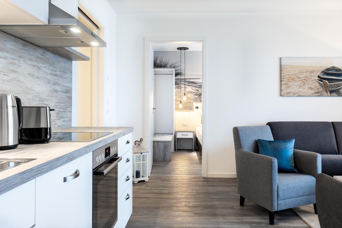 Apartmentanlage Meerblickvilla Apartmentanlage Meerblickvilla 2-23 Großenbrode - Wohn-/Essbereich mit Zugang zum Schlafzimmer