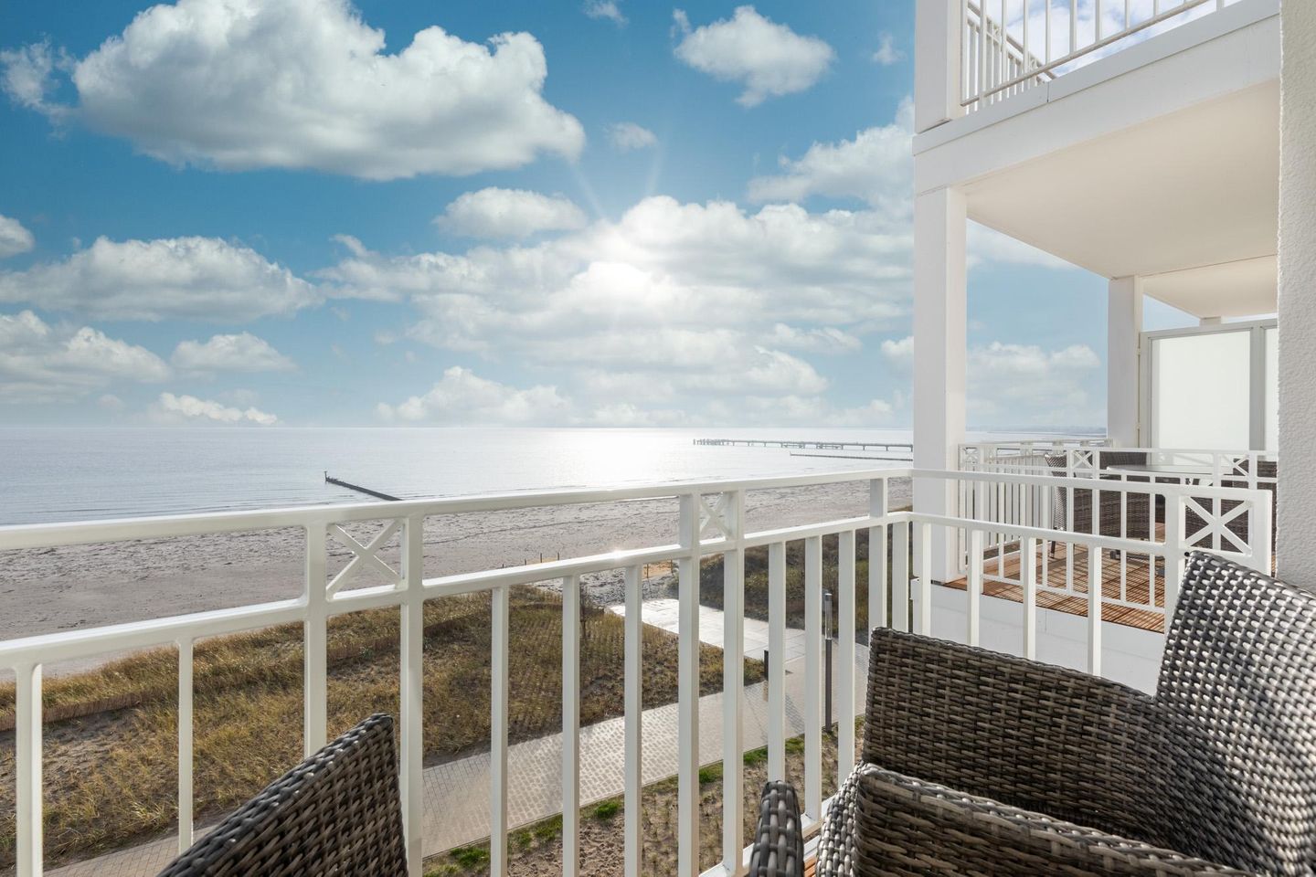 Apartmentanlage Meerblickvilla Apartmentanlage Meerblickvilla 3-37 Großenbrode - Balkon mit Blick auf die Ostsee