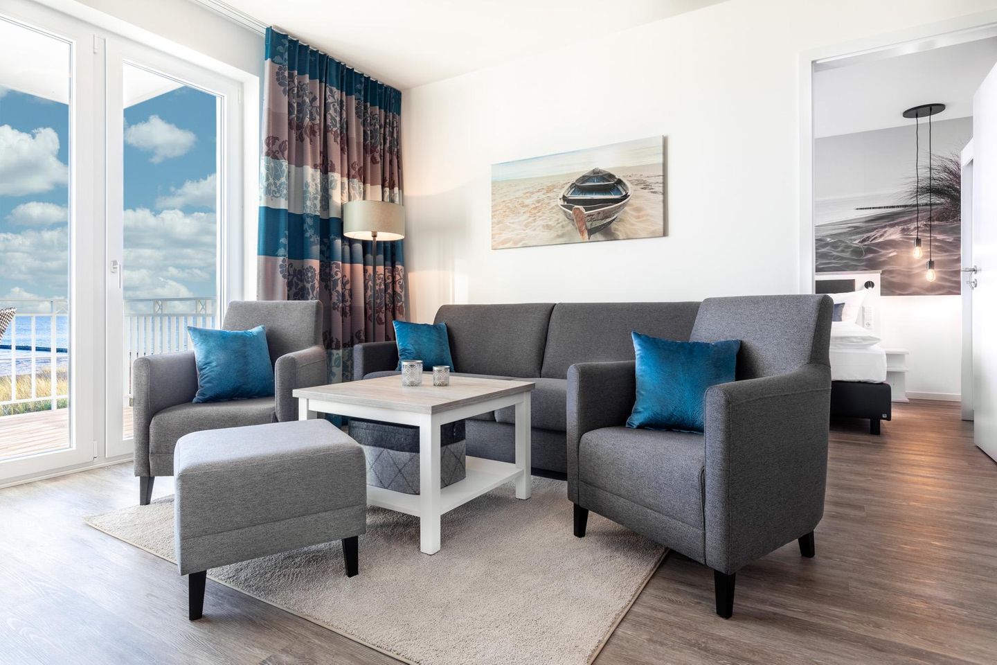 Apartmentanlage Meerblickvilla Apartmentanlage Meerblickvilla 1-12 Großenbrode - Wohn-/Essbereich mit Doppelschlafcouch