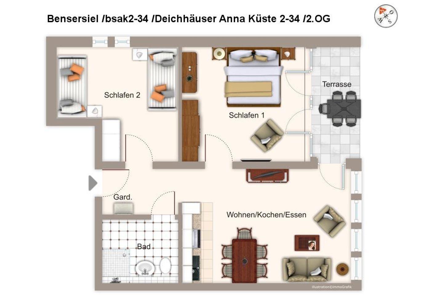 Deichhäuser Anna Küste Deichhäuser Anna Küste 2-34 Bensersiel - Grundriss (Angaben ohne Gewähr)