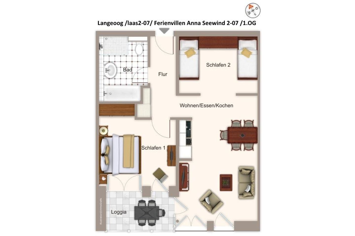 Apartmentvilla Anna See Apartmentvilla Anna See 2-07 Langeoog - Grundriss