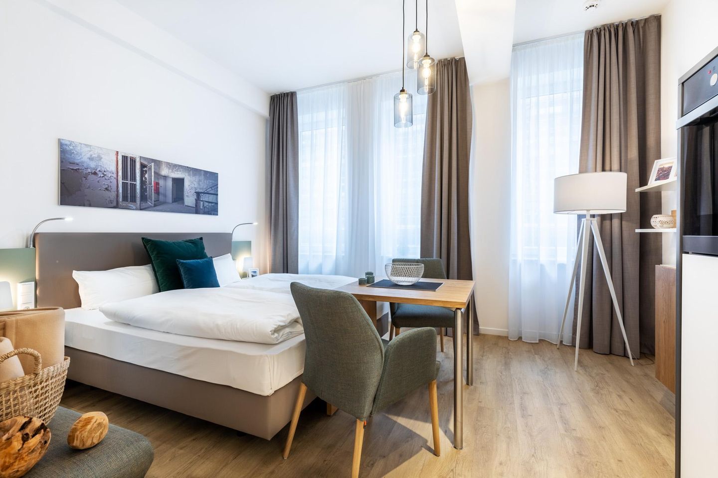 Ferienapartments am Krusespeicher Ferienapartments am Krusespeicher 2-17 Wismar - Wohn-/Schlafbereich mit Boxspringbett