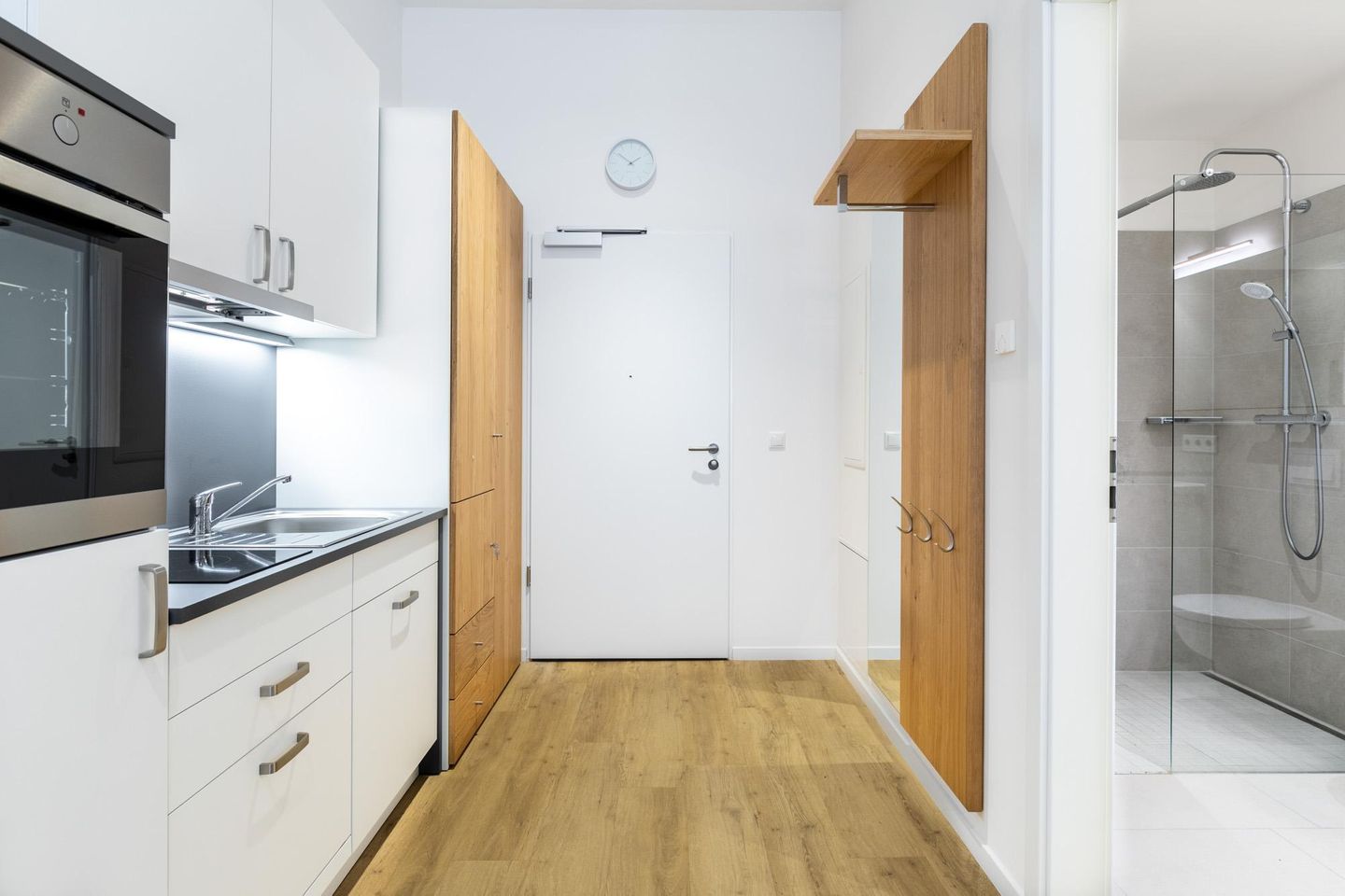 Ferienapartments am Krusespeicher Ferienapartments am Krusespeicher 3-33 Wismar - Wohn-/Schlafbereich mit Blick zum Eingang