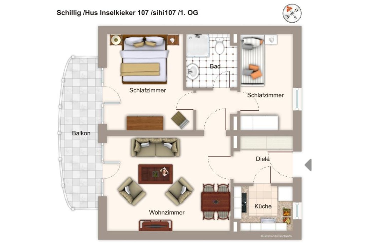 Hus Inselkieker Hus Inselkieker 107 Schillig - Grundriss (Angaben ohne Gewähr)
