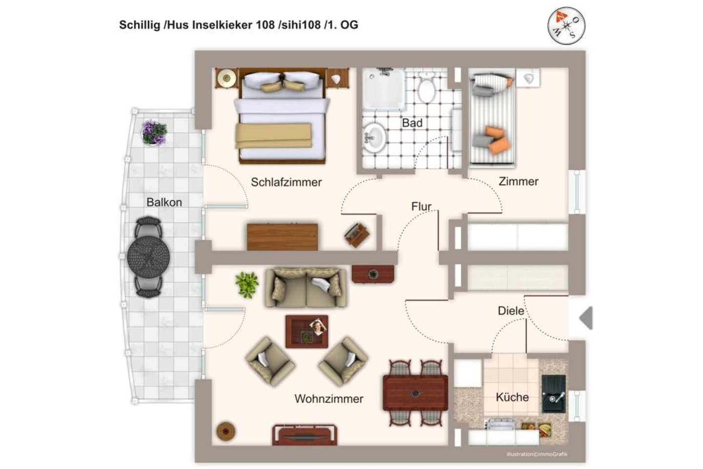 Hus Inselkieker Hus Inselkieker 108 Schillig - Grundriss (Angaben ohne Gewähr)