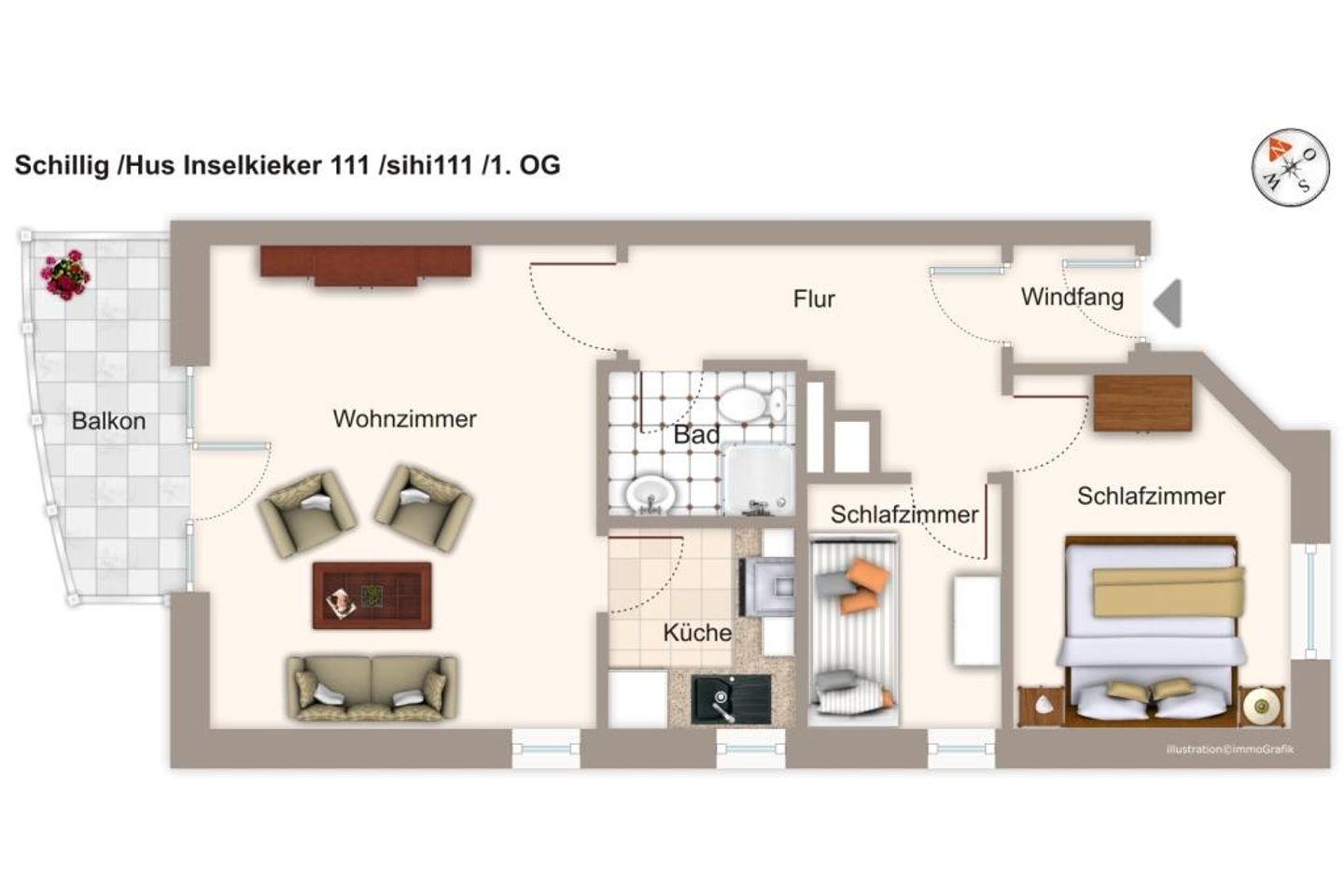 Hus Inselkieker Hus Inselkieker 111 Schillig - Grundriss (Angaben ohne Gewähr)