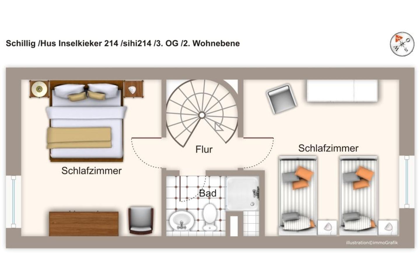 Hus Inselkieker Hus Inselkieker 214 Schillig - Grundriss (Angaben ohne Gewähr)