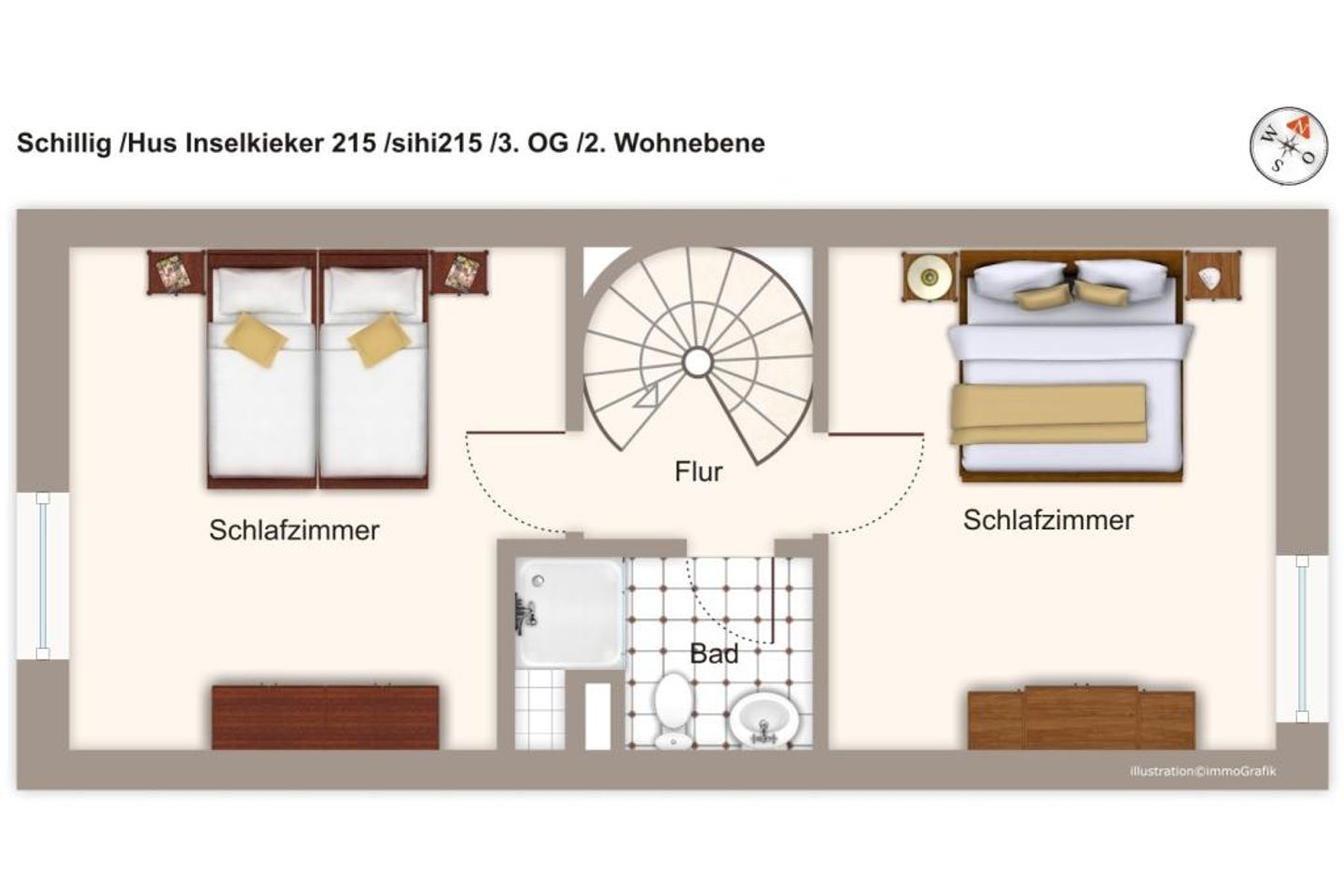 Hus Inselkieker Hus Inselkieker 215  Schillig - Grundriss (Angaben ohne Gewähr)