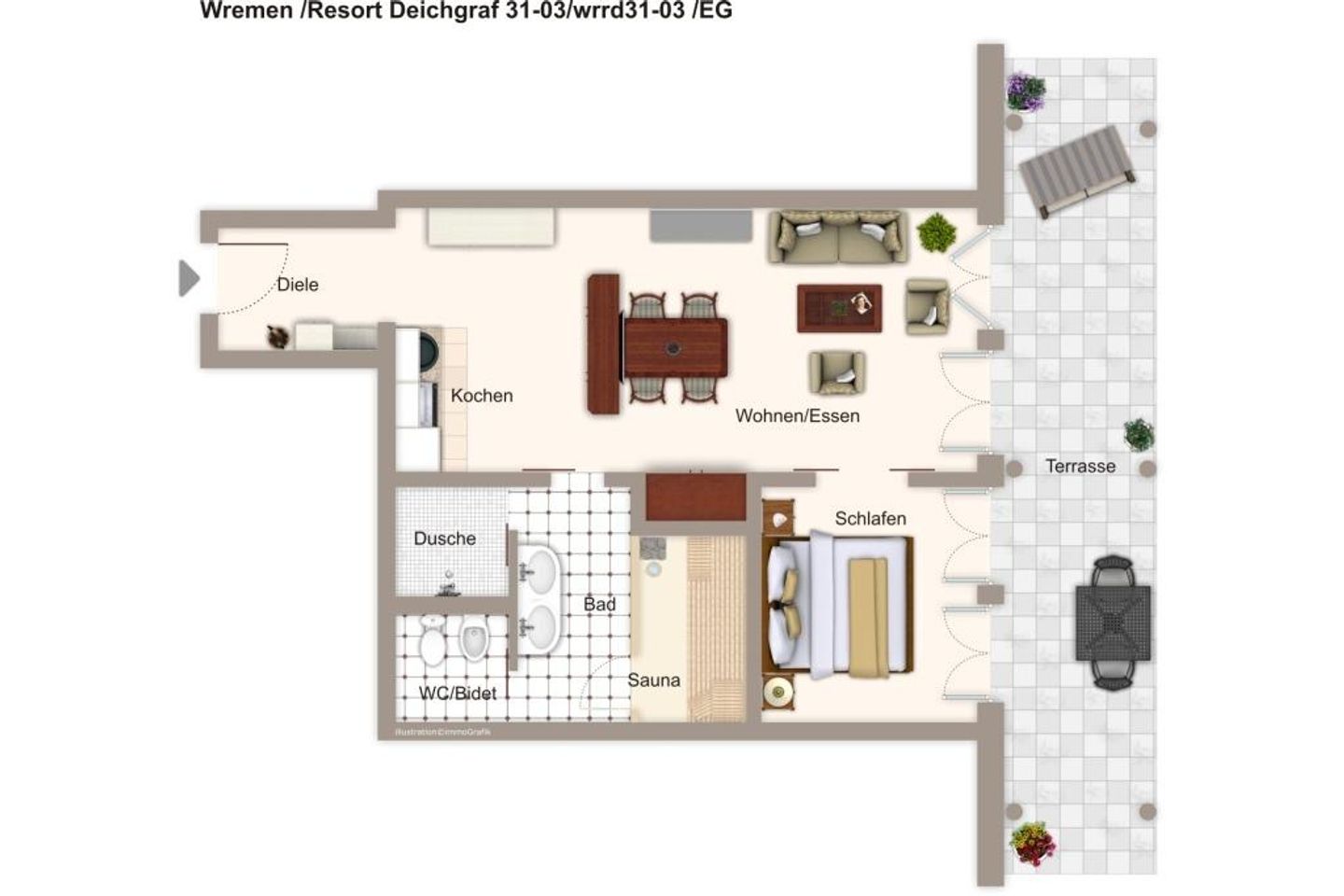 Resort Deichgraf Resort Deichgraf 31-03 Wremen - Grundriss (Angaben ohne Gewähr)