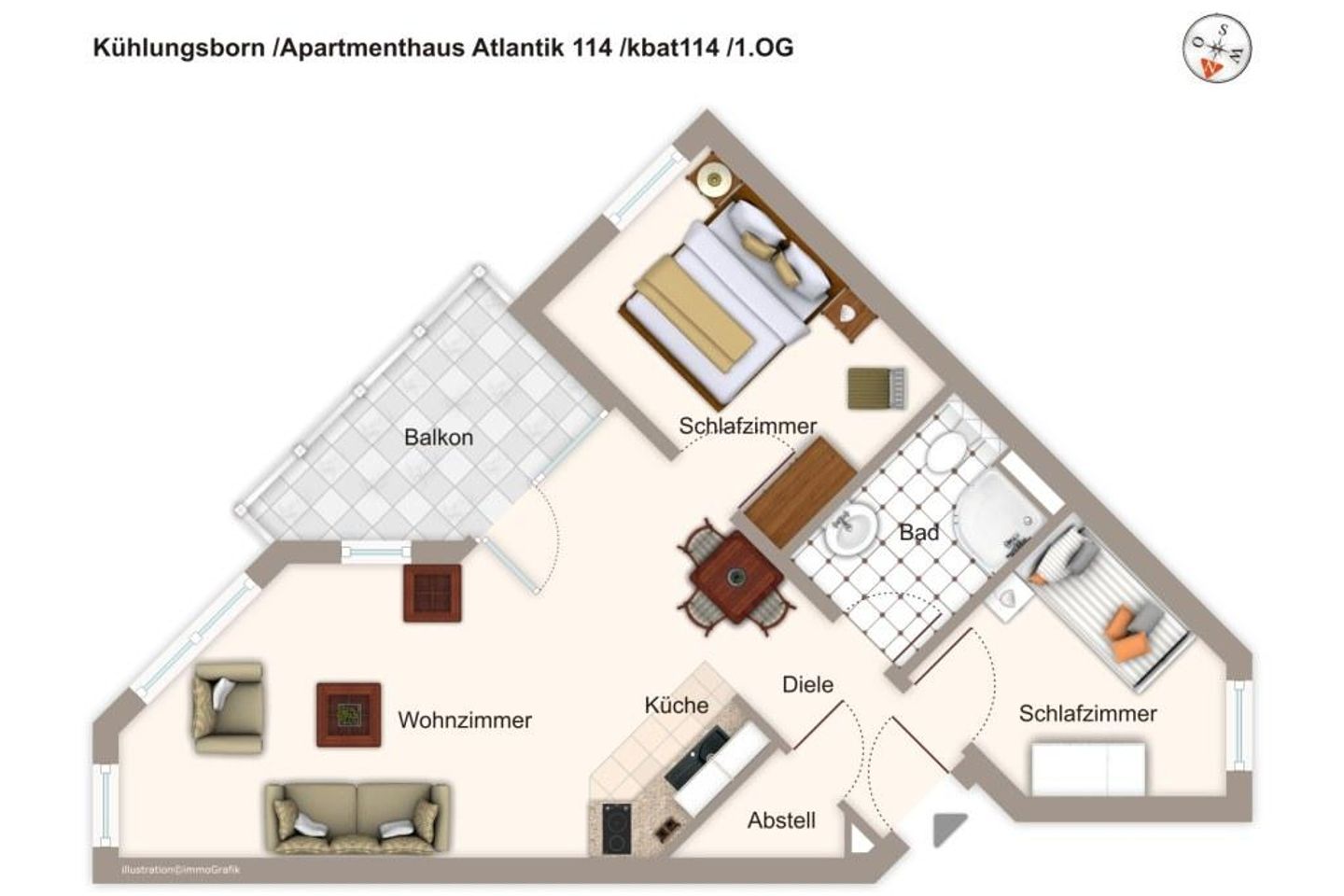 Apartmenthaus Atlantik Apartmenthaus Atlantik 114 Kühlungsborn - Grundriss
