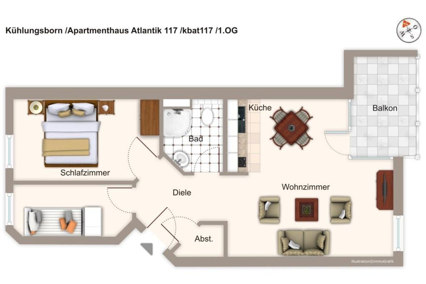 Apartmenthaus Atlantik Apartmenthaus Atlantik 117 Kühlungsborn - Grundriss