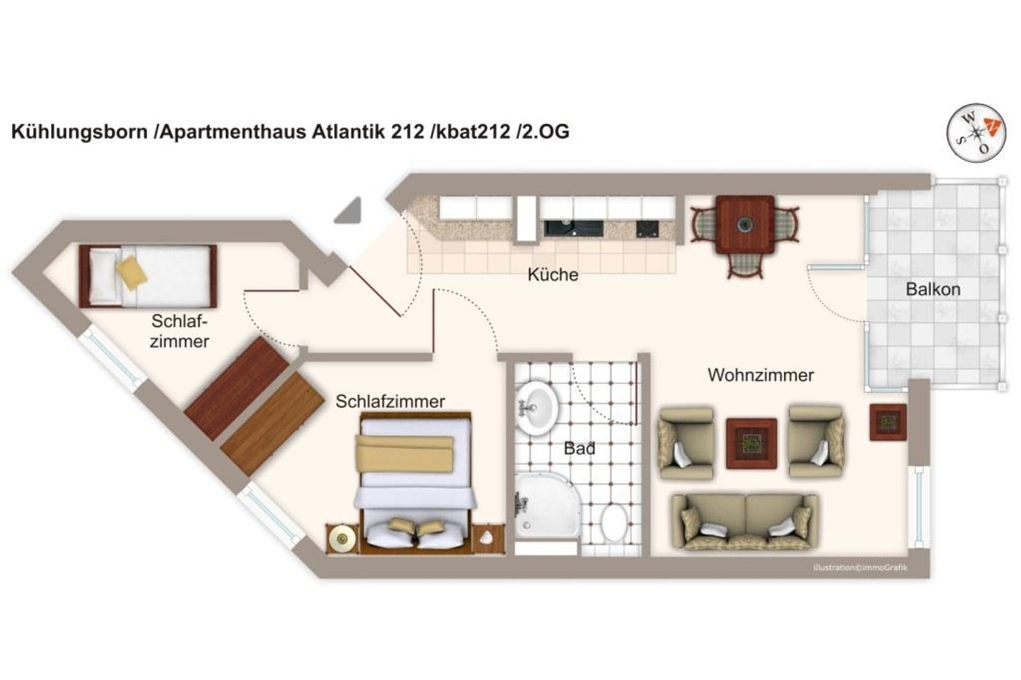 Apartmenthaus Atlantik Apartmenthaus Atlantik 212 Kühlungsborn - Grundriss