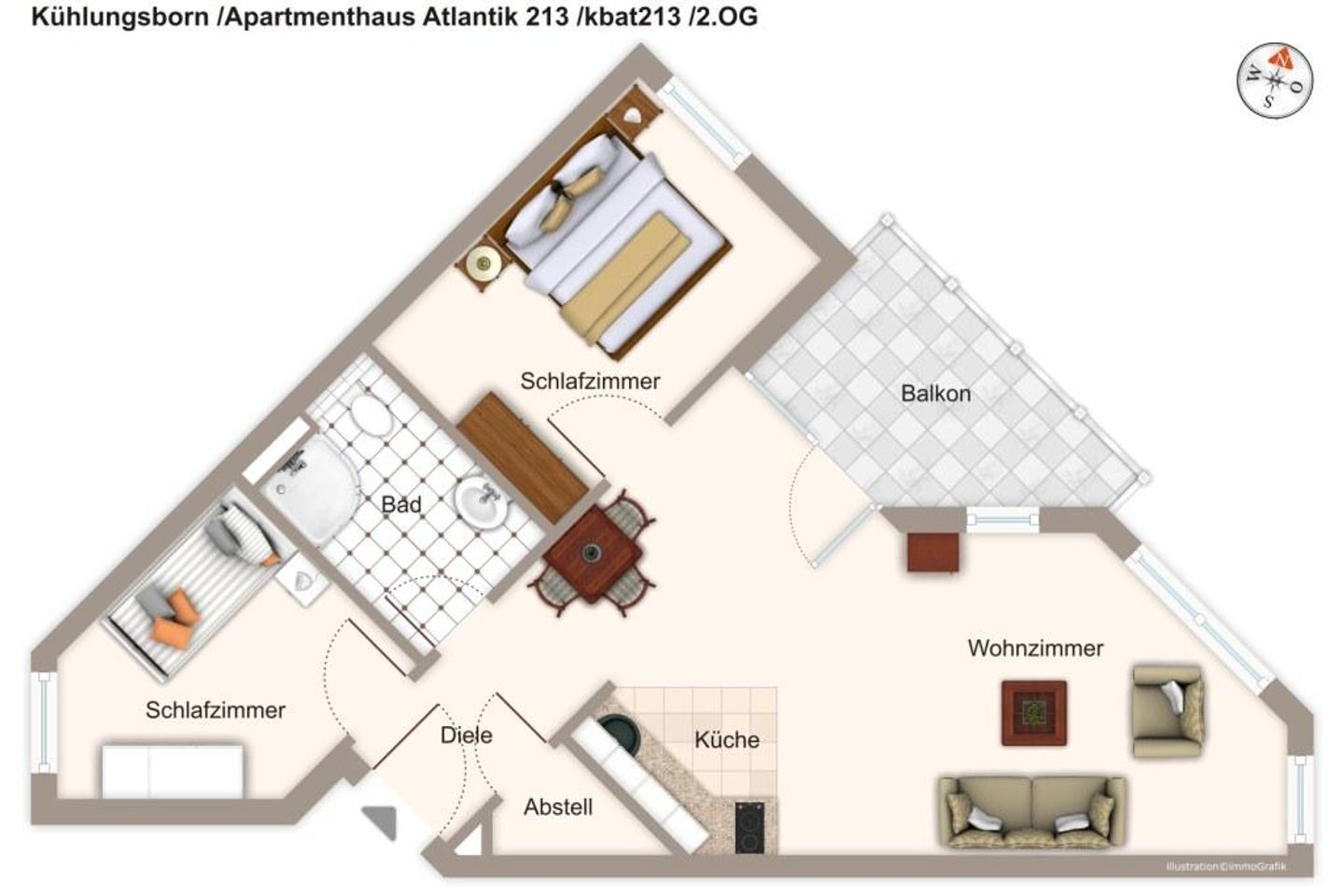 Apartmenthaus Atlantik Apartmenthaus Atlantik 213 Kühlungsborn - Grundriss