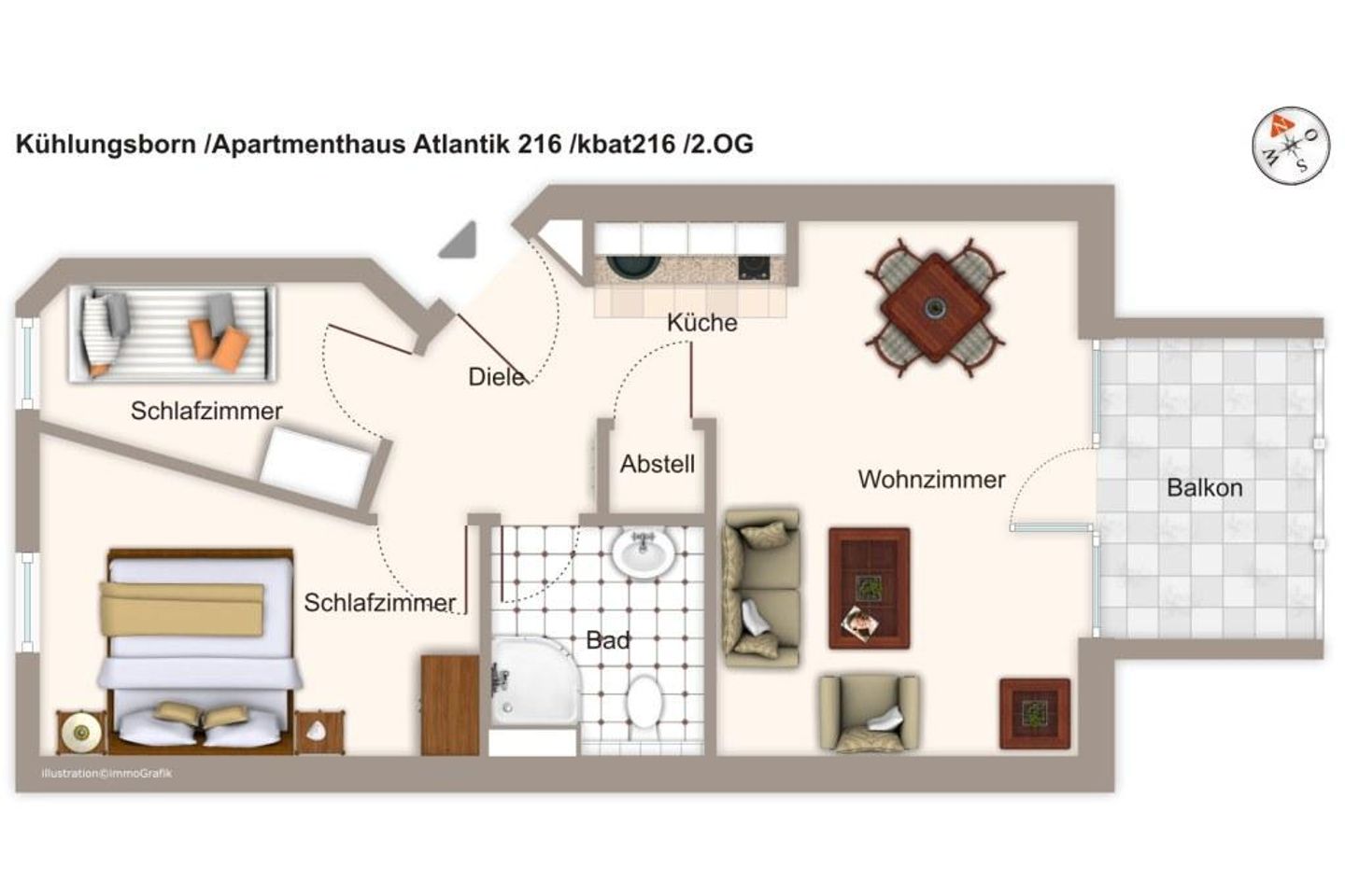 Apartmenthaus Atlantik Apartmenthaus Atlantik 216 Kühlungsborn - Grundriss