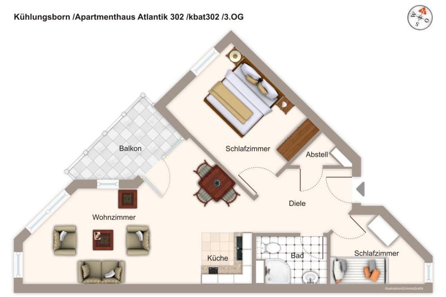 Apartmenthaus Atlantik Apartmenthaus Atlantik 302 Kühlungsborn - Grundriss