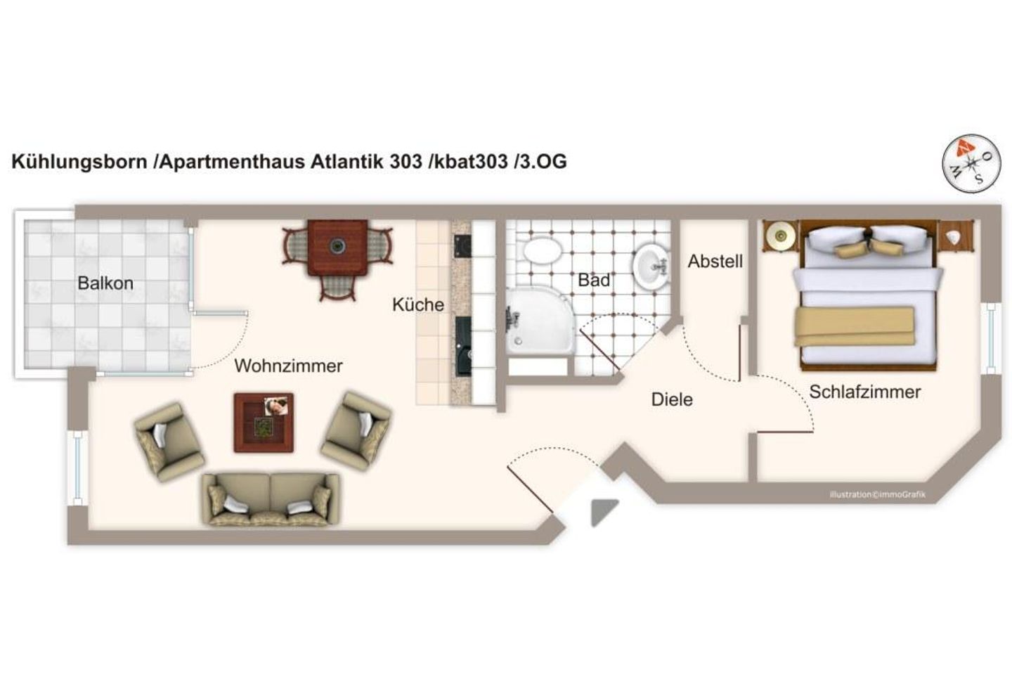 Apartmenthaus Atlantik Apartmenthaus Atlantik 303 Kühlungsborn - Grundriss