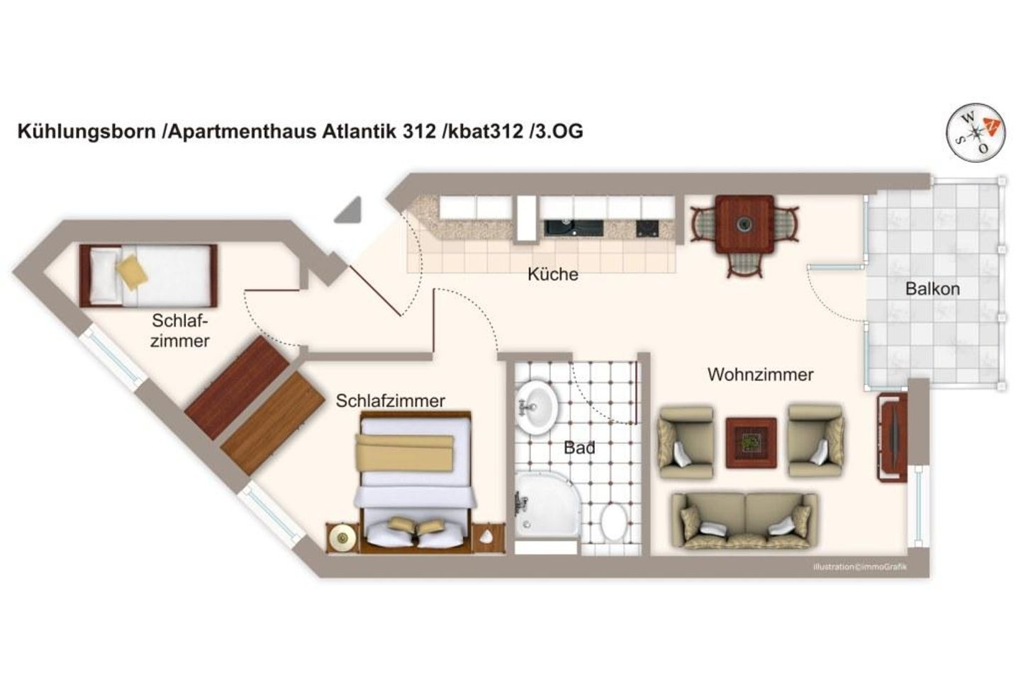 Apartmenthaus Atlantik Apartmenthaus Atlantik 312 Kühlungsborn - Grundriss