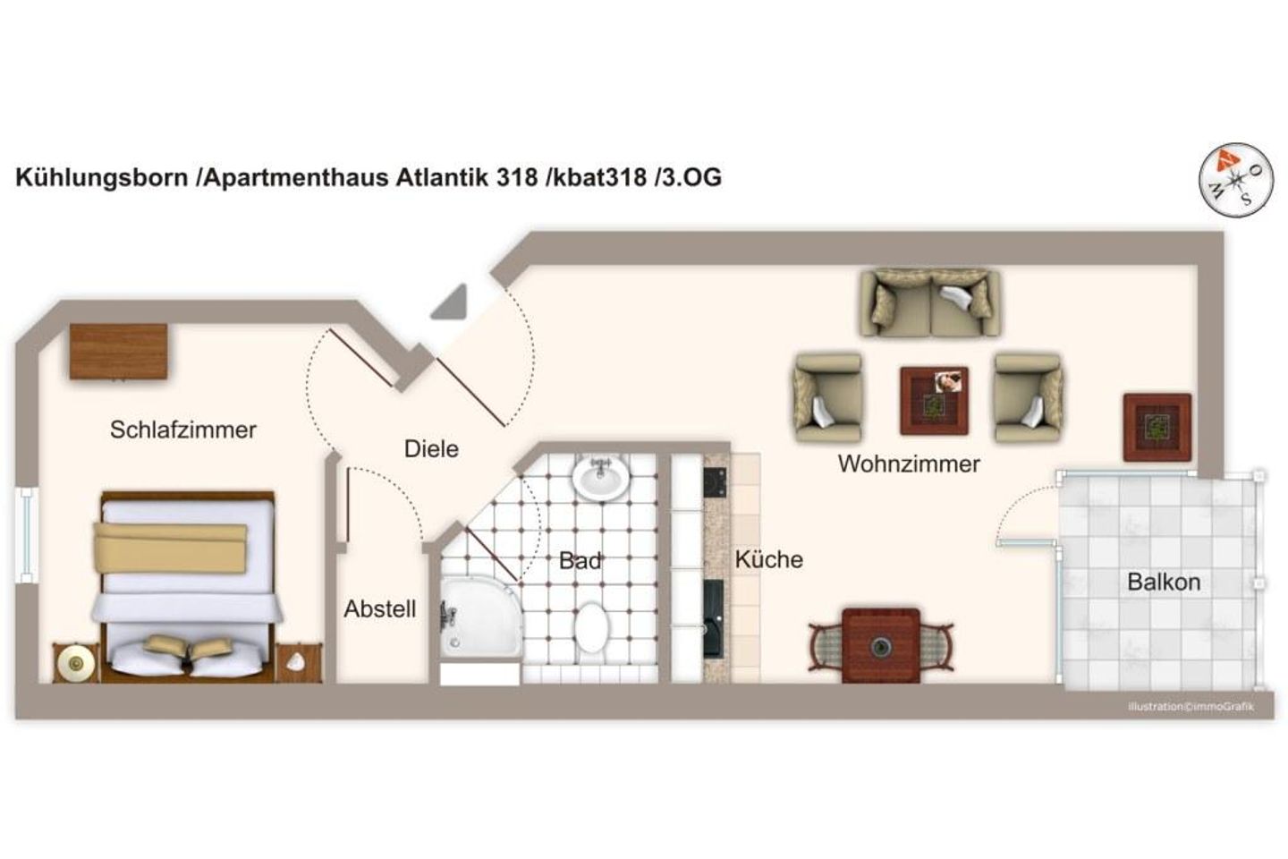 Apartmenthaus Atlantik Apartmenthaus Atlantik 318 Kühlungsborn - Grundriss