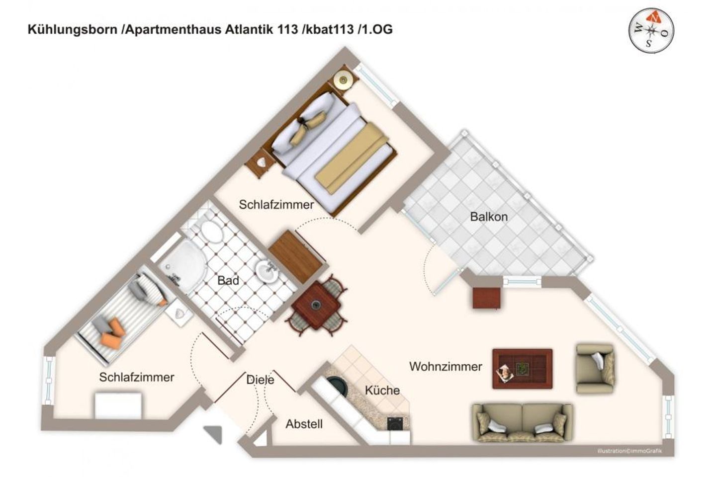 Apartmenthaus Atlantik Apartmenthaus Atlantik 113 Kühlungsborn - Grundriss