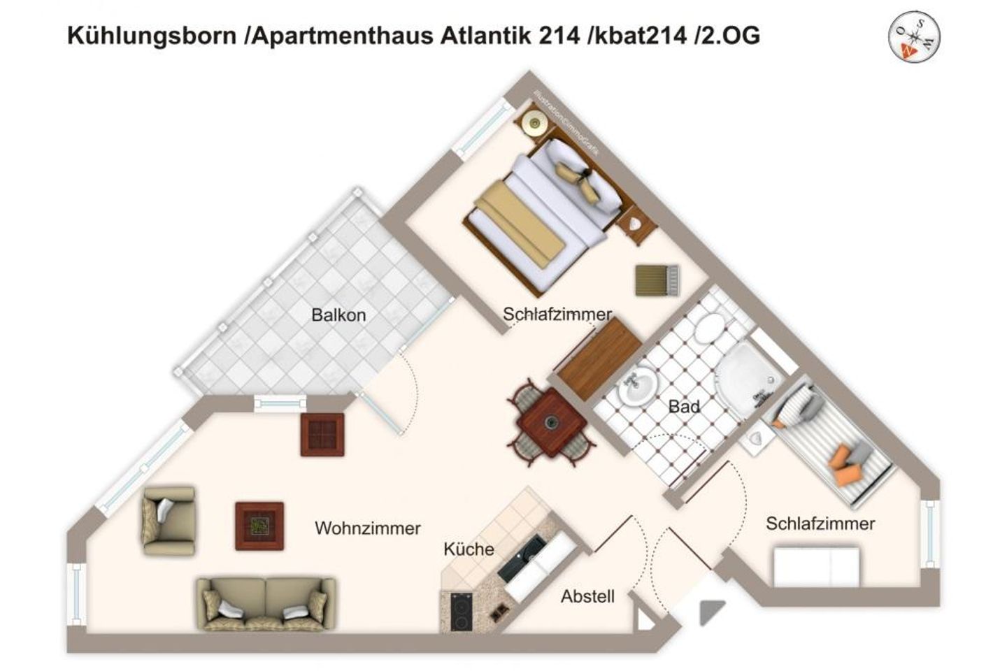Apartmenthaus Atlantik Apartmenthaus Atlantik 214 Kühlungsborn - Grundriss