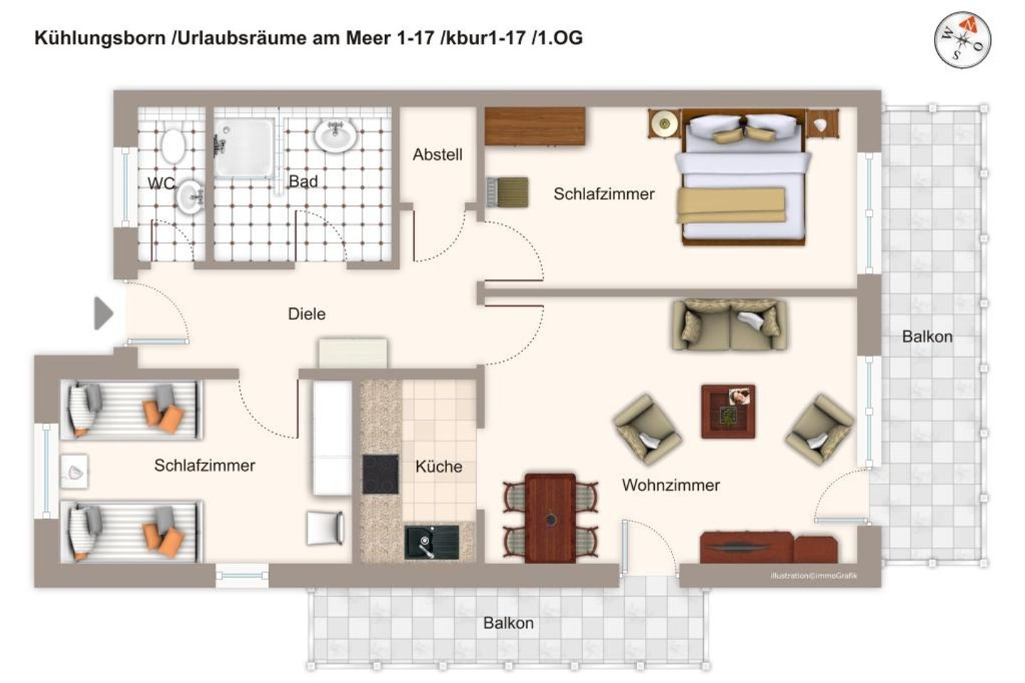 Urlaubsräume am Meer Urlaubsräume am Meer 1-17 Kühlungsborn - Grundriss