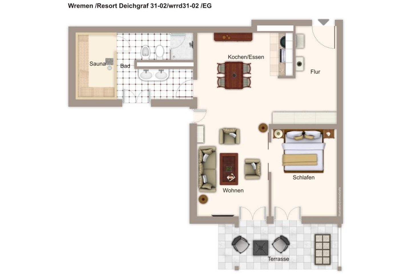 Resort Deichgraf Resort Deichgraf 31-02 Wremen - Grundriss (Angaben ohne Gewähr)
