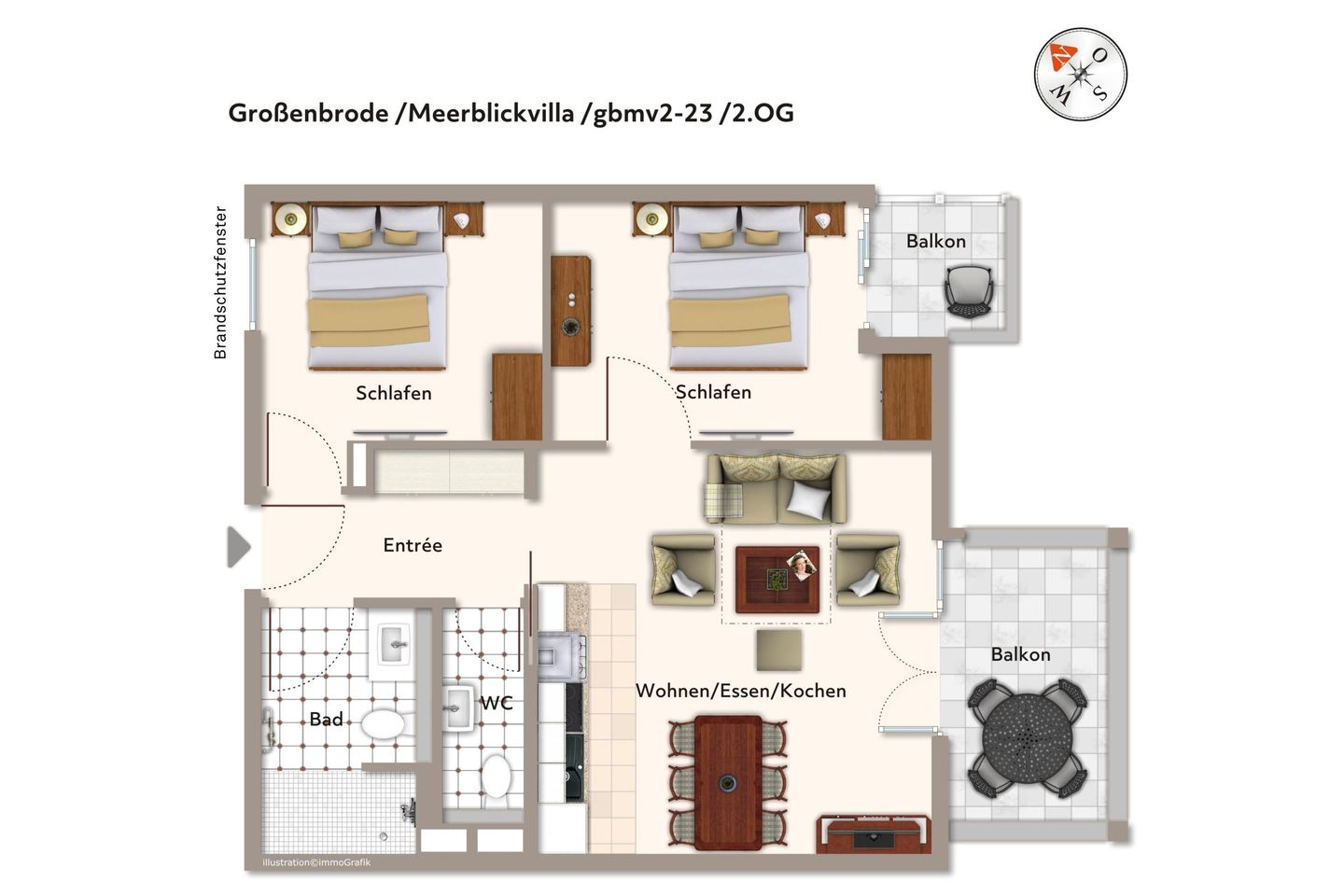 Apartmentanlage Meerblickvilla Apartmentanlage Meerblickvilla 2-23 Großenbrode - Grundriss (Angaben ohne Gewähr)